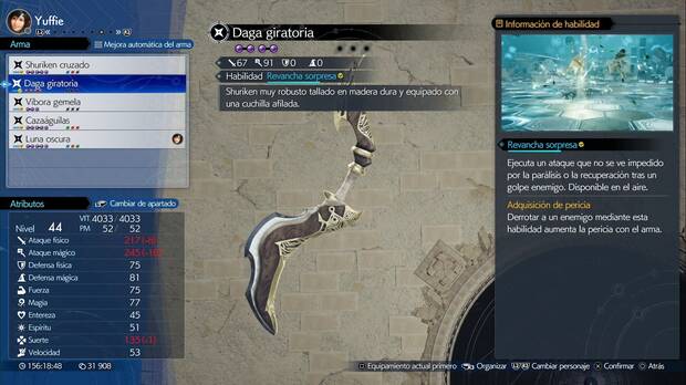 Final Fantasy VII Rebirth - Armas de Yuffie: Daga giratoria