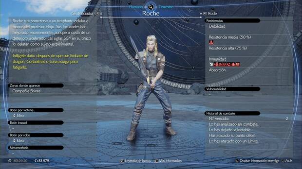 Final Fantasy VII Rebirth - Ficha de combate de Roche