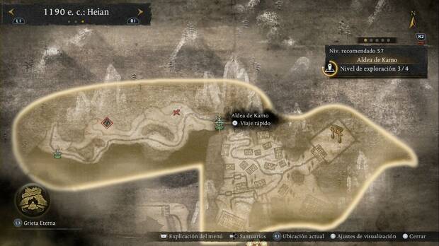 Nioh 3 - Santuarios de la Aldea de Kamo, ubicaci�n de la Aldea de Kamo en la zona norte de la regi�n