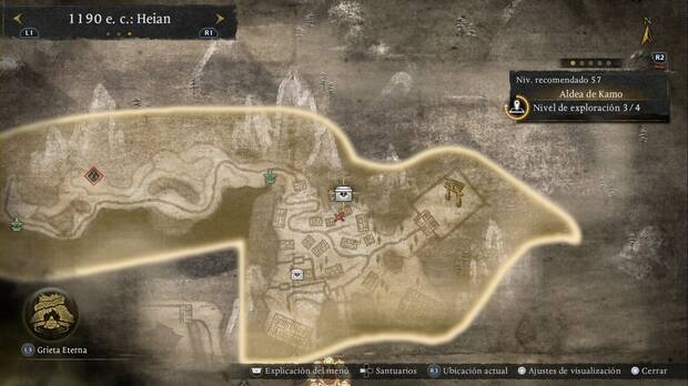 Nioh 3 - Cofres en la Aldea de Kamo, cofre en la esquina nordeste de la Aldea de Kamo