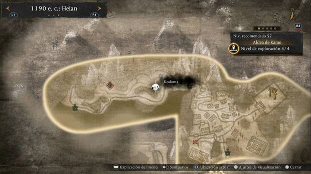 Nioh  3 - Kodama en la Aldea de Kamo, ubicaci�n del kodama debajo del arrepticio del purgatorio