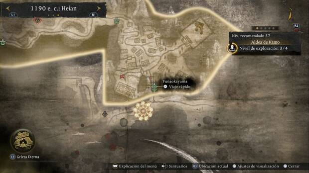 Nioh 3 - Santuarios de la Aldea de Kamo, ubicaci�n de Funaokayama en la salida sur de la aldea