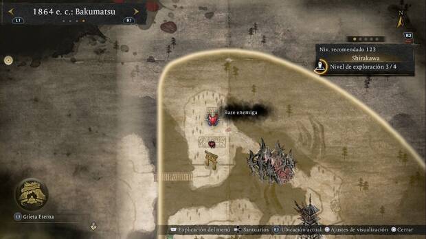 Nioh 3 - Bases enemigas de Shirakawa, ubicaci�n del Reino Oscuro de la zona m�s al norte