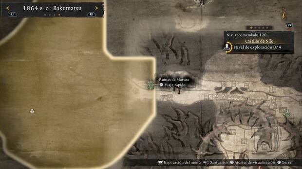 Nioh 3 - Santuarios en el Castillo de Nijo, ubicaci�n de las Ruinas de Maruta en la entrada sudeste