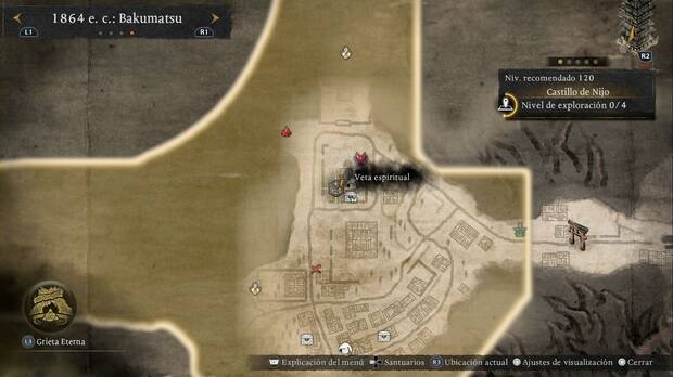 Nioh 3 - Vetas espirituales del Castillo de Nijo, ubicaci�n de la veta de la base enemiga