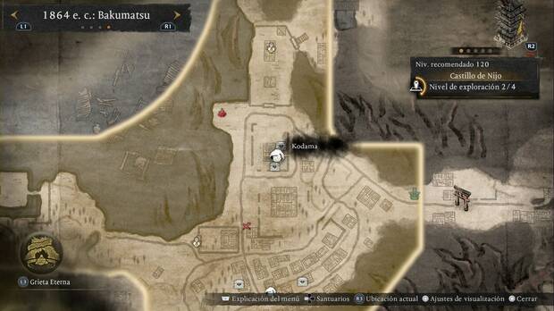 Nioh 3 - Kodamas del Castillo de Nijo, ubicación del kodama de la base enemiga