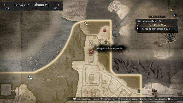 Nioh 3 - Arrepticios del Purgatorio en el Castillo de Nijo, ubicación del Mikoshi Nyudo del norte