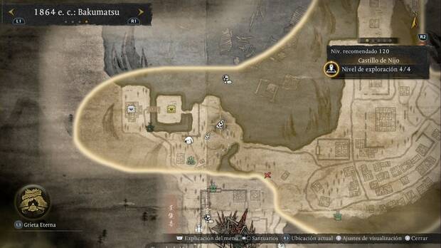 Nioh 3 - Amrita del Castillo de Nijo, ubicaci�n de la amrita de la zona oeste-suroeste