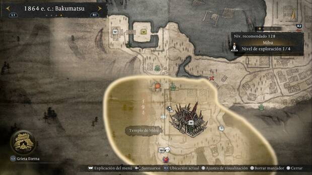 Nioh 3 - Seis jizo de Mibu, ubicación de la cabeza de la estatua