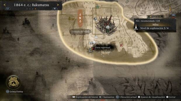 Nioh 3 - Vetas espirituales de Mibu, veta de Vuelo que permite subir a la base enemiga