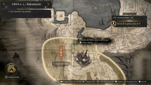 Nioh 3 - Misiones secundarias de 1864, punto donde comienza la misi�n Hoja solitaria