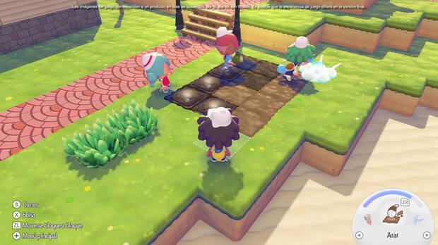 Golpe Roca, Pistola Agua, Arar... Los movimientos Pokémon se convierten en acciones para construir, regar y explorar.
