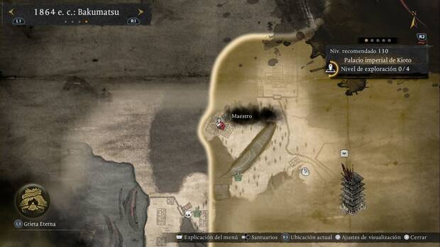 Nioh 3 - Maestros, ubicaci�n de Kagetoshi Shishido en la zona noroeste del Palacio imperial de Kioto