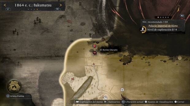 Nioh 3 - Bases enemigas en el Palacio imperial de Kioto, ubicaci�n del Reino Oscuro de la esquina noroeste