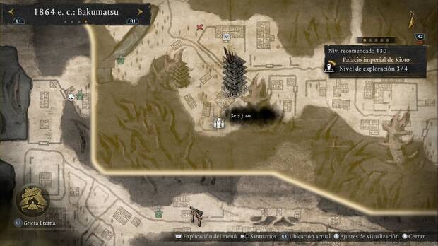 Nioh 3 - Seis jizo del Palacio imperial de Kioto, ubicación de los seis jizo de la esquina suroeste