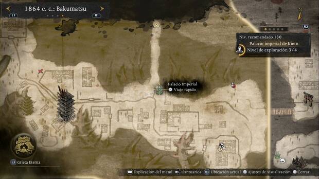 Nioh 3 - Santuarios en el Palacio imperial de Kioto, ubicaci�n del santuario Palacio Imperial