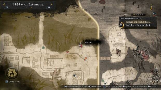 Nioh 3 - Maestros, ubicaci�n de Shuhan Takashima en la zona nordeste del Palacio Imperial de Kioto