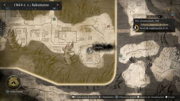 Nioh 3 - Chijiko de Palacio imperial de Kioto, ubicaci�n del chijiko del sudeste