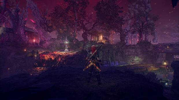 Nioh 3 - Vástago de los dioses, zona de la salida desde las vigas a las que llegas tras eliminar al arrepticio del Purgatorio
