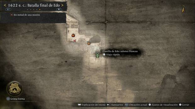 Nioh 3 - Un final siniestro, ubicación de la estatua Salones blancos del Castillo de Edo