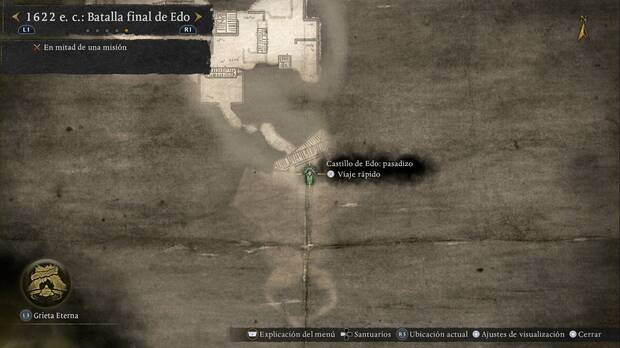 Nioh 3 - Un final siniestro, ubicación de la estatua de bodhisattva Pasadizo en la zona sur-sudeste del Castillo de Edo