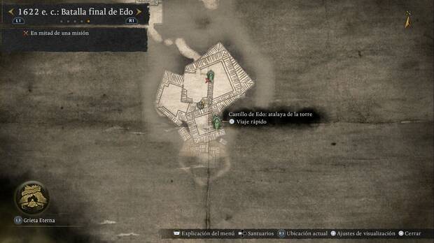 Nioh 3 - Un final siniestro, ubicación de la Atalaya de la torre en lo alto del Castillo de Edo