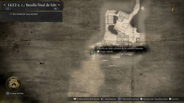 Nioh 3 - Un final siniestro, ubicación de la estatua Oficina de la cámara interior