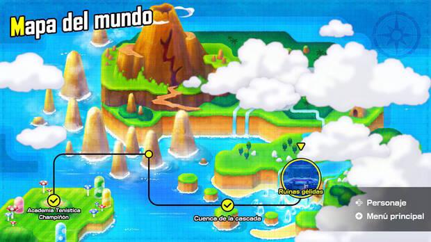 Mario Tennis Fever - Pantalla del mundo en el modo historia