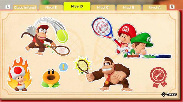 Mario Tennis Fever - Set de pegatinas del nivel D del modo historia