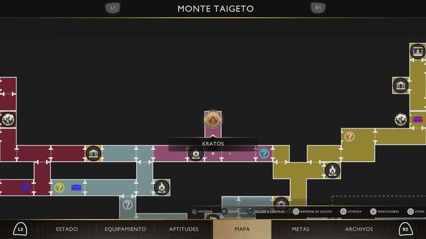 God of War Sons of Sparta - Ubicaci�n en el mapa del altar de Licurgo donde se consigue el poder del busto Otos - Concentraci�n de Licurgo