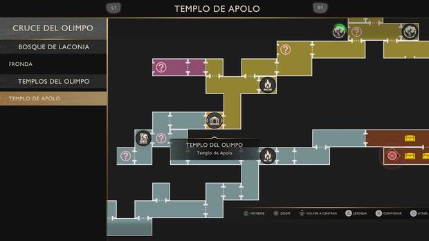 God of War Sons of Sparta - Ubicaci�n en el mapa del cruce del Olimpo Templo de Apolo