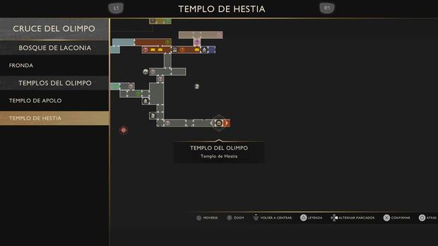 God of War Sons of Sparta - Ubicaci�n en el mapa del cruce del Olimpo Templo de Hestia