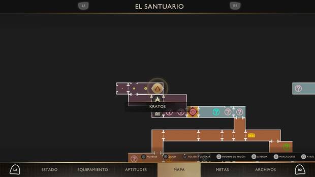 God of War Sons of Sparta - Ubicaci�n en el mapa de la esfera bermell�n de El santuario