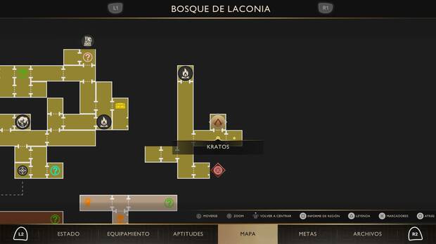 God of War Sons of Sparta - Ubicaci�n en el mapa del don del Olimpo Paso celestial