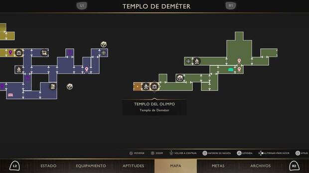 God of War Sons of Sparta - Ubicaci�n en el mapa del don del Olimpo Guja de Cosecha