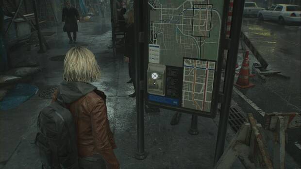 Resident Evil Requiem - Hotel Wrenwood, ubicación del cartel turístico con la guía de la ciudad de Wrenwood