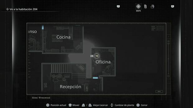 Resident Evil Requiem - Hotel Wrenwood, ubicación de la habitación Oficina en la zona noroeste de la planta baja del hotel