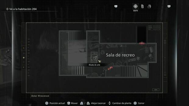 Resident Evil Requiem - Hotel Wrenwood, Alicates de corte sobre la mesa de billar de la Sala de recreo