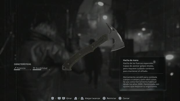 Resident Evil Requiem - Armas, Hacha de mano