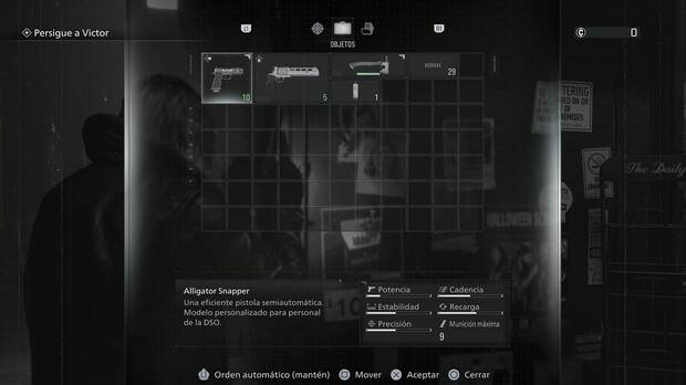 Resident Evil Requiem - Calles de Wrenwood, inventario de Leon al comenzar a jugar con �l