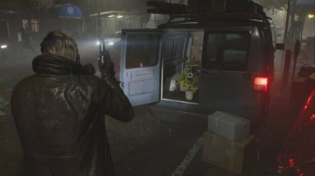 Resident Evil Requiem - Calles de Wrenwood, hierba verde en la parte trasera de una furgoneta abierta