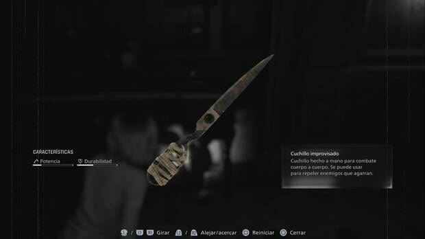 Resident Evil Requiem - Armas, Cuchillo improvisado