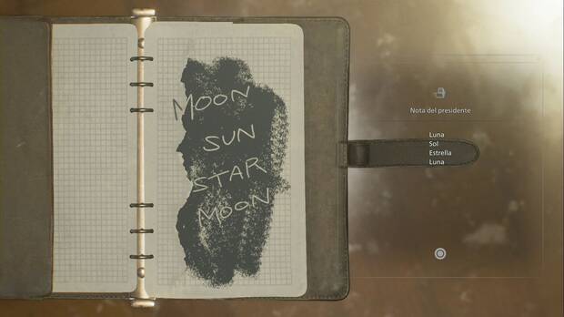 Resident Evil Requiem - Centro de pacientes (III), documento Nota del presidente obtenido tras sombrear un cuaderno en la Oficina del presidente