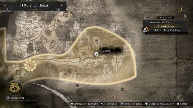 Nioh 3 - Sudama de Funaokayama, ubicaci�n del Sudama junto al santuario de la Aldea fantasma  helada