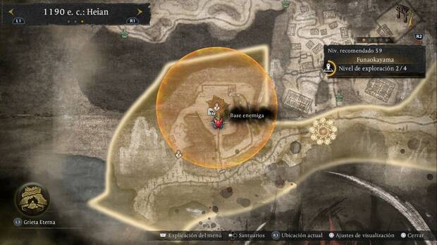 Nioh 3 - Bases enemigas de Funaokayama, ubicaci�n de la base enemiga del noroeste que se despeja durante Sigue la sombra del soldado