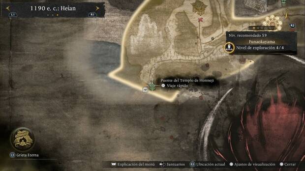 Nioh 3 - Santuarios en Funaokayama, ubicaci�n del Puente del Templo de Honnoji