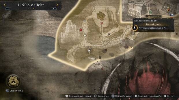 Nioh 3 - Amrita en Funaokayama, ubicaci�n de la amrita al sur del cruce m�s al oeste de la regi�n