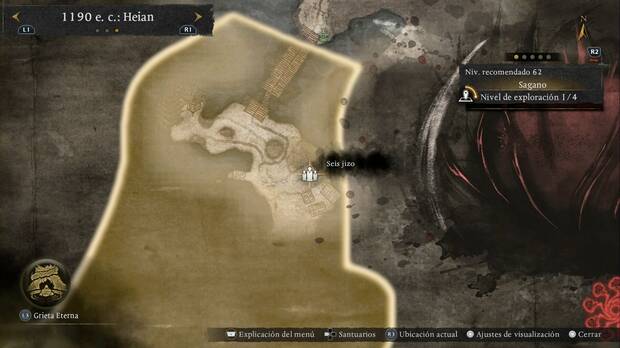 Nioh 3 - Estatuas de los Seis jizo de Sagano, ubicaci�n de las estatuas en la zona norte de los acantilados helados