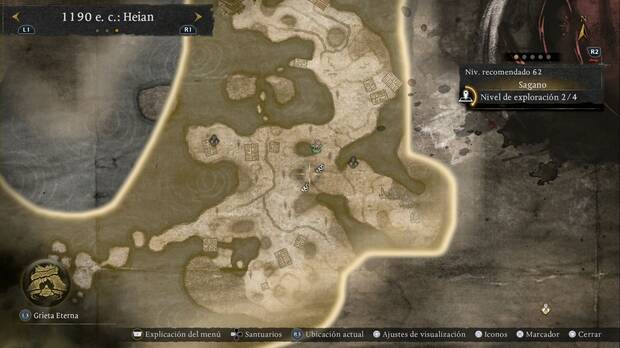 Nioh 3 - Amritas de Sagano, ubicaci�n de las amritas al sur del Horiike de Higashiyama