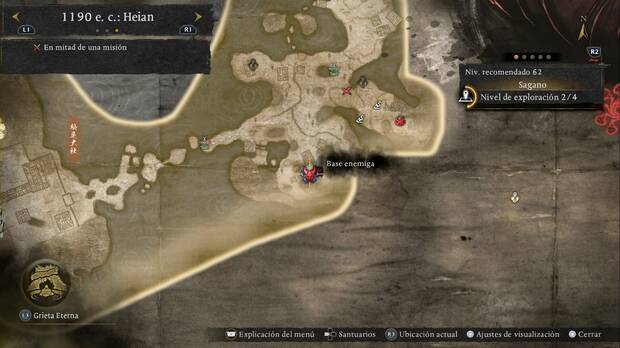 Nioh 3 -  Bases enemigas de Sagano, ubicaci�n del Reino Oscuro del margen sur de la regi�n